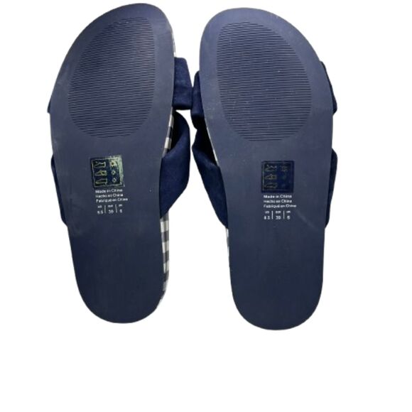 NWOB Draper James Women's Stella Gingham Blue & White Checkered Slides Size 8.5M - Picture 7 of 8